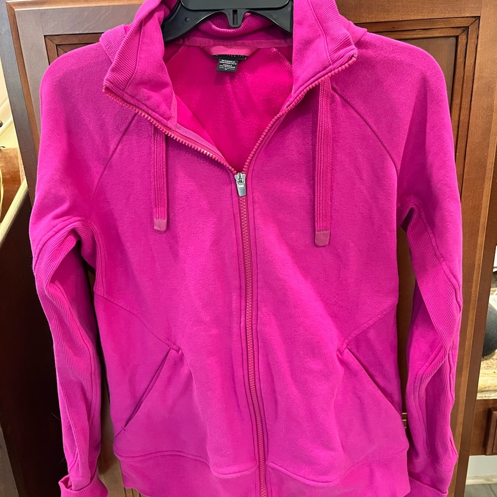 Athleta Hot Pink Full-Zip Bomber Hoodie